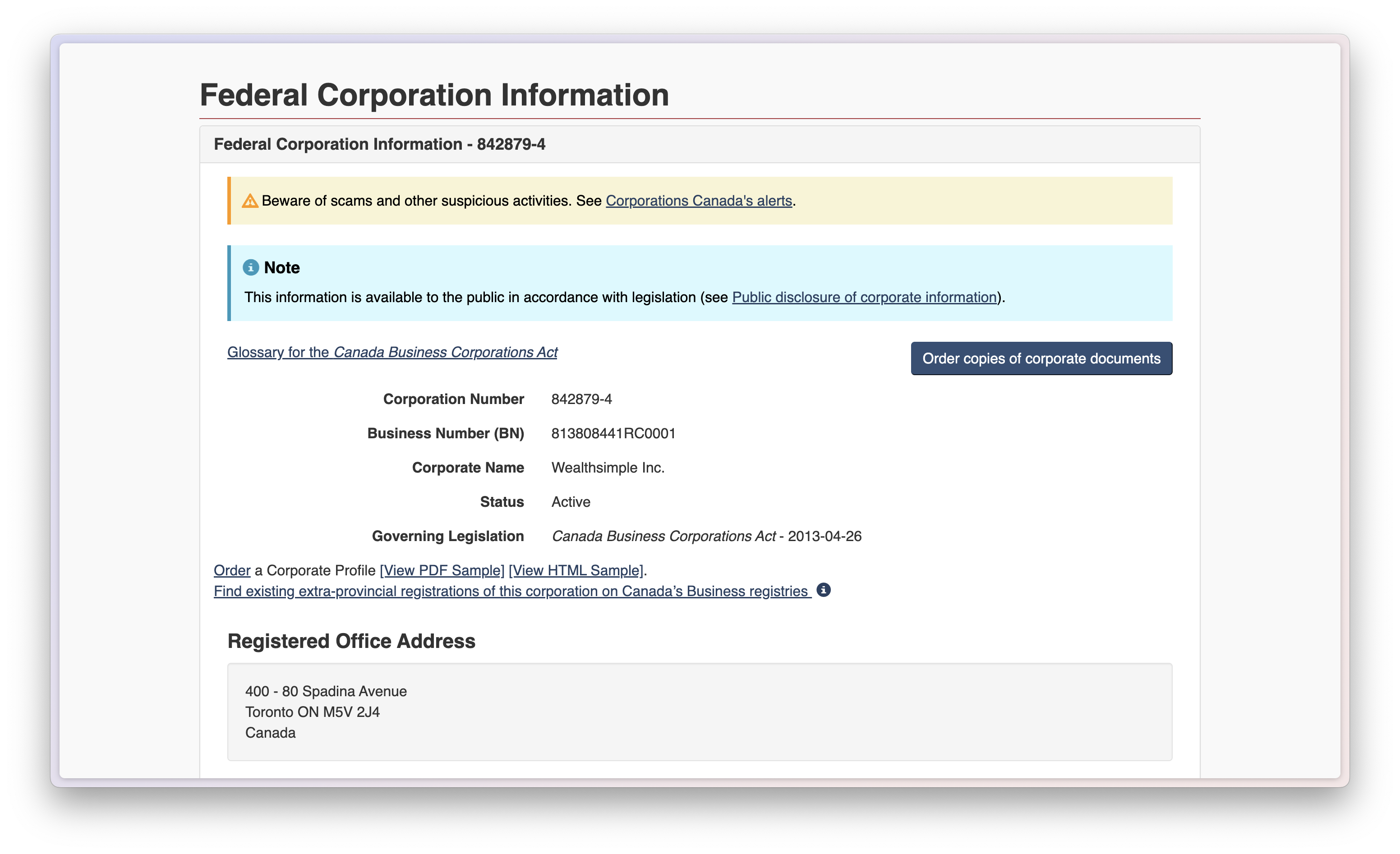 Federal Corporation Information part 1