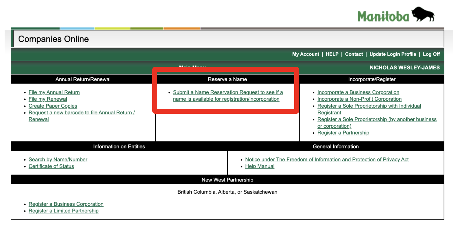 Reserve Name Manitoba